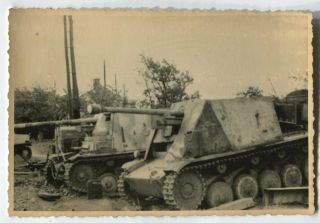 German Wwii Archive Photo: Marder Ii Tank Destroyers At Military Base