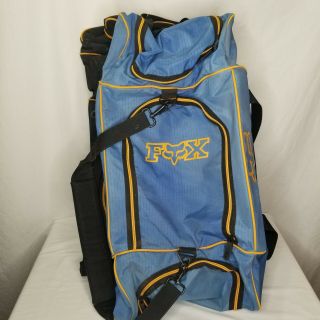 Fox Racing Full Size Gear Bag Blue Black Yellow Duffel Podium Pockets Straps Vtg