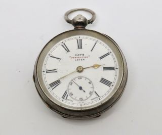 Antique Victorian 935 Sterling Silver Open Face Kays Pocket Watch - As Found