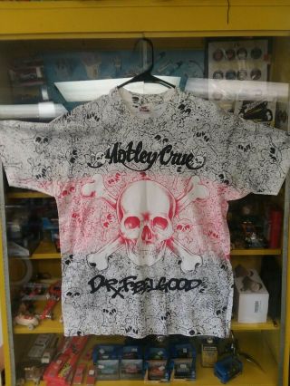 Vintage 1990 Motley Crue T - Shirt Tour Concert Dr Feelgood Print All Over Xl
