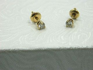 Exquisite Vintage 14k Yellow Gold 0.  35tcw Diamond Screw Back Stud Earrings M