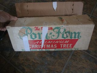 Vintage Aluminum Pom Pom Christmas Tree 3 Ft Star Brand W/ Box