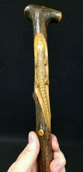 Antique Hand Carved Alligator Wood Cane Walking Stick Florida Souvenir
