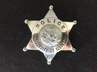 Vintage University Of Illinois Police Badge Set - Breast & Hat - HMKed 2