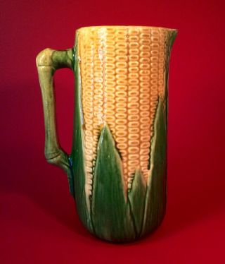 Early Vintage Brush Mccoy Large 11 " Corn Ware Pitcher 1910 - 1925