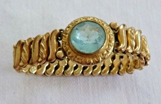 Vintage Carmen Expansion Bracelet Faceted Crystal Marked D.  F.  B.  Co Gold - Filled