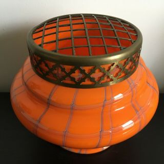 Art Deco 1930s Vintage Bohemian Orange Tango Glass Large Rose/Posy Bowl Vase 3