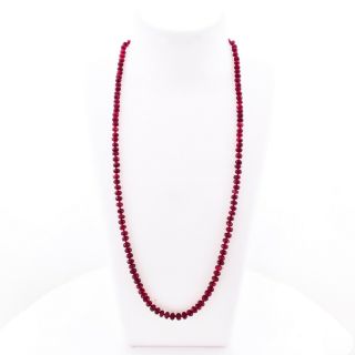 20 Inch Long Strand Of Round Ruby Beads With A 14k Yellow Gold