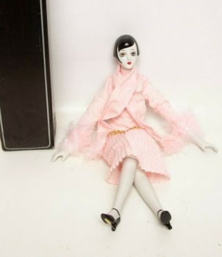 Vintage Porcelain Bisque Flapper Doll French Boudoir Doll Cloth Body Porcelain
