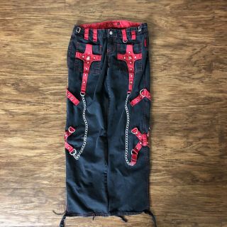 Vintage Tripp Nyc Pants Black Red Size 3 Grunge Goth Chains Women 