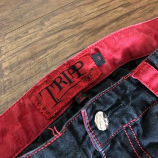 Vintage TRIPP NYC Pants Black Red Size 3 Grunge Goth Chains Women ' s 2