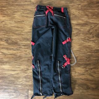 Vintage TRIPP NYC Pants Black Red Size 3 Grunge Goth Chains Women ' s 3