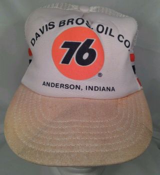 Vintage Davis Bros.  Oil Co.  Union 76 Trucker Hat Snapback 70s Anderson Indiana