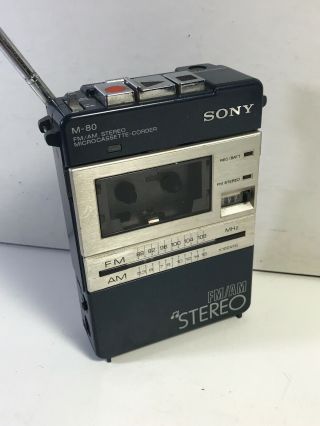 Vintage NOS 1982 Sony M - 80 MicroCassette Player Recorder w/ AM/FM Radio Walkman 2