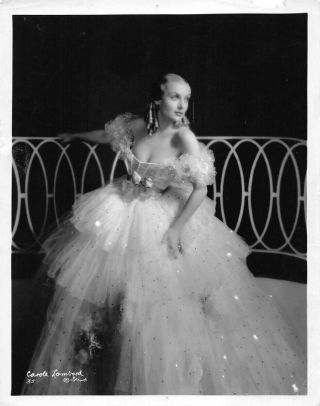 Carole Lombard Vintage Sexy Revealing Busty 1934 Pre - Code Photo In Low Cut Dress
