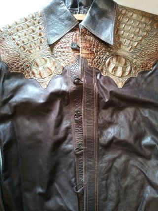 Vintage Leather Shirt / Jacket Size L Woman 