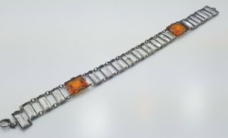 Sterling Silver 925 Crystal Glass Art Deco Ladies Bracelet