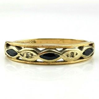 Vintage 9ct Gold Diamond And Sapphire Ring Size Uk Q Us 8 Eu 57 Hallmarked