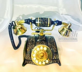 Brass French King Style Rotary Dial Vintage Telephone Made In India