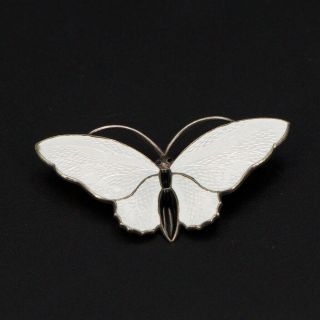 Vtg Sterling Silver - Norway Aksel Holmsen Enamel Butterfly Brooch Pin - 8g