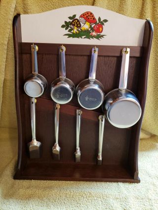 Vintage 1976 Sears Merry Mushroom Wooden Measuring Cup & Spoon Rack In The Box