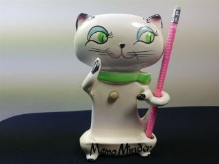 Vintage Holt Howard Memo Minder Cat Kitty Note Pad & Pen Holder Ceramic Pottery