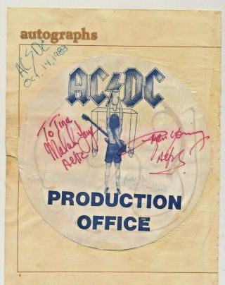 Ac/dc Vintage 1983 Flick Of The Switch Tour - X5 Band Signed Scrapbook Pages