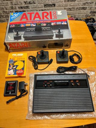 Atari 2600 Video Computer System 2600 Black Game Console Vtg Pac Man
