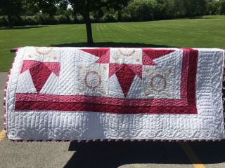 Vintage Estate Quilt Hand Made Hand Quilted 101 X 88 B