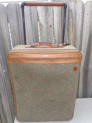 Vintage Hartmann Luggage Tweed & Leather 26 " Suitcase On Wheels