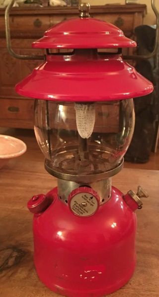Vintage Coleman Red 200a Sunshine Of The Night Gas Lantern 10 63