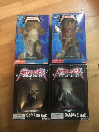 Metallica 4 X Pirate And Damage Inc Boxed Statues Figures.  Glow In The Dark Rare