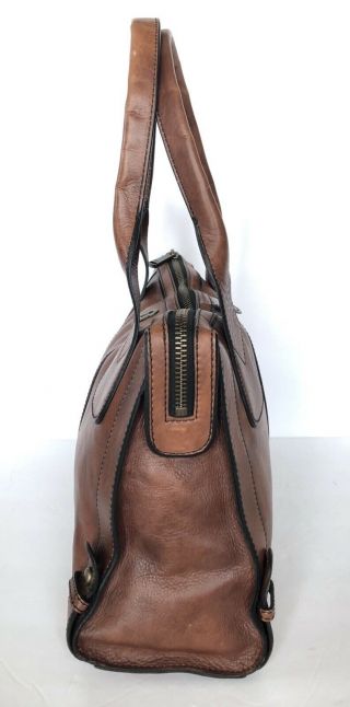 FOSSIL Vintage Reissue Weekender ZIP TOP Leather Brown Shoulder Tote Purse Bag 6