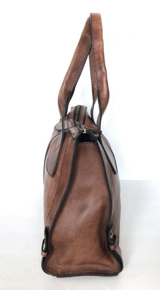 FOSSIL Vintage Reissue Weekender ZIP TOP Leather Brown Shoulder Tote Purse Bag 7