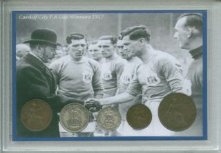 Cardiff City The Bluebirds Vintage Fred Keenor Fa Cup Winners Coin Gift Set 1927