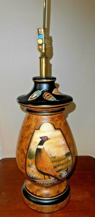 Large Hand Painted Vintage Pheasant Lamp