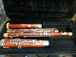 Vintage Unknown Wood Bassoon W\case Not Working\parts?