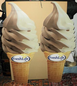 Vintage Ice Cream Cone Signs Store Display Or Props