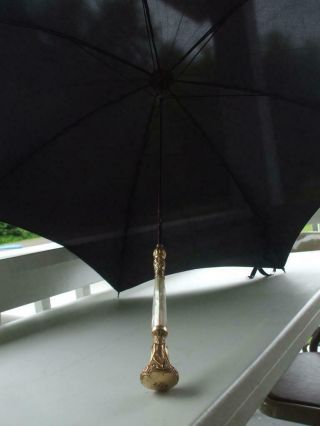 Vintage Antique Umbrella W/ Gold Filled & Mother Of Pearl Handle