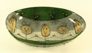 Vintage Mid Century Modern Ede Calif Pottery Bowl With Stick Figures