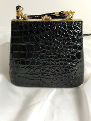 Vintage G.  VERSACE Italy Clutch Purse Black/Gold Tone Evening Hand Shoulder Bag 5