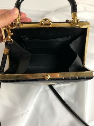 Vintage G.  VERSACE Italy Clutch Purse Black/Gold Tone Evening Hand Shoulder Bag 7