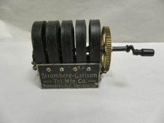 Vintage Antique 5 Bar Stromberg Carlson Telephone Magneto And Crank (a15)