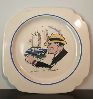 Vintage 1950 Homer Laughlin Dick Tracy Plate,  Century Comics Fiestaware Fiesta