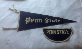 Vintage 28 " Penn State Nittany Lions Felt Football Pennant & 14 " Jacket Patch