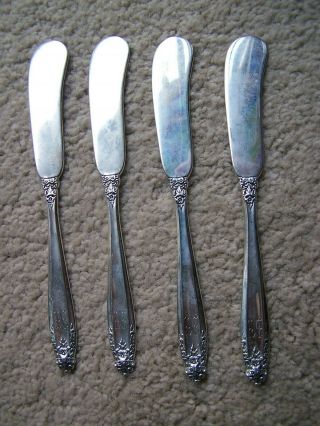 Set Of 4 Prelude International Sterling Silver Butter Knives With Paddle Blades