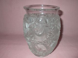 Vintage Lalique France Crystal Art Glass Bagatelle Bird Vase Signed 6 3/4 