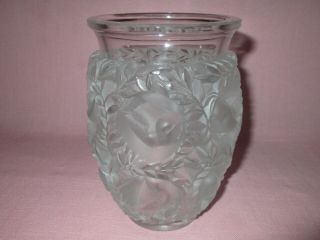 Vintage Lalique France Crystal Art Glass Bagatelle Bird Vase Signed 6 3/4 