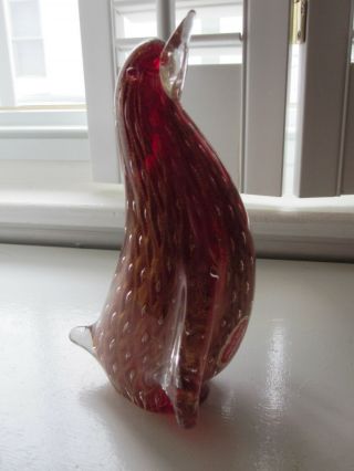 Murano Bullicante Red Penguin Figurine Label Vintage Rare
