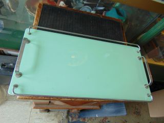 Rare Vintage Large Jadite Green Depression Glass Tray W/chrome Handles